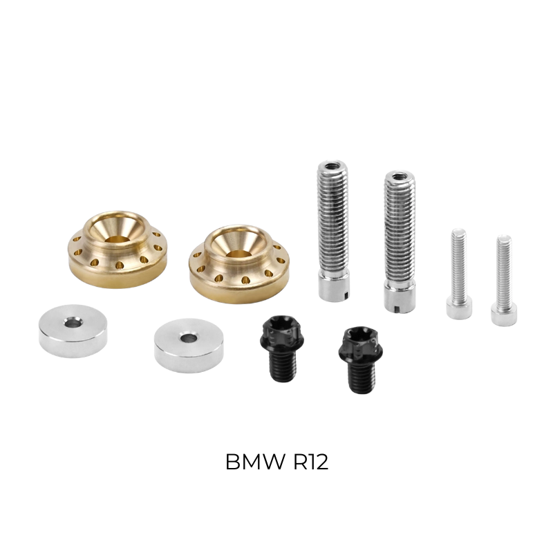 Embouts de guidon laiton (argent ou noir) + adaptateur rétro – BMW R12 / Triumph Classic