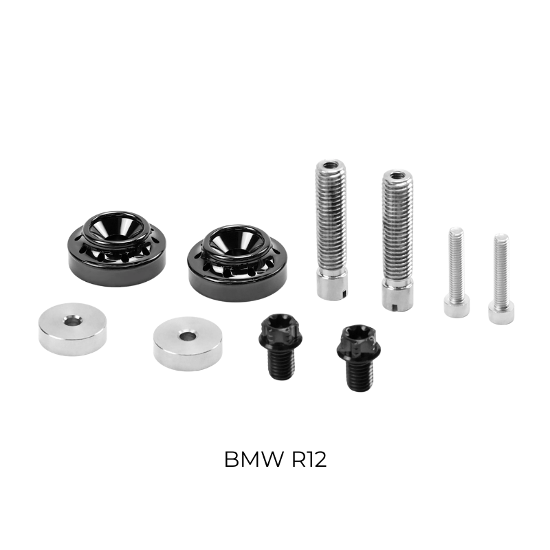 Embouts de guidon laiton (argent ou noir) + adaptateur rétro – BMW R12 / Triumph Classic