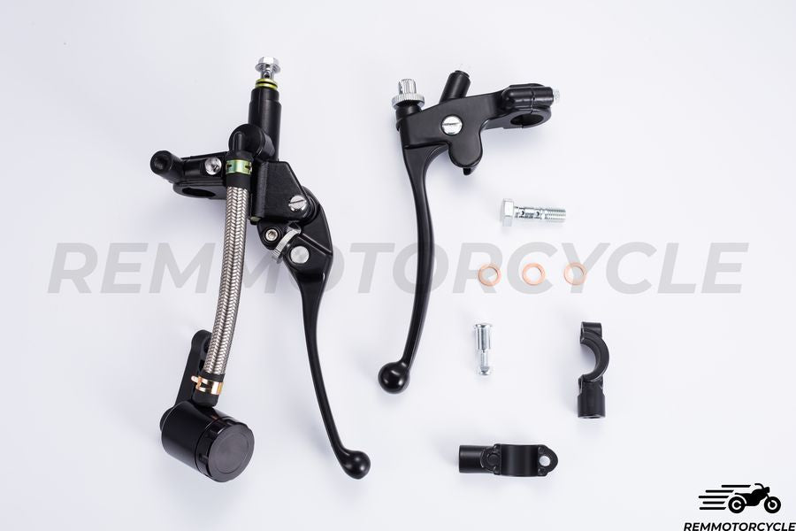 Ensemble Levier de frein moto et levier Embrayage Moto Vintage RACING Noir/Gris 22 mm