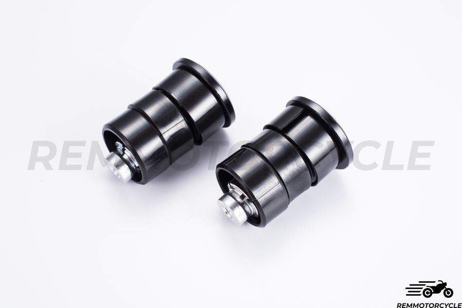 Coppia di Specchietti Retrovisori da Manubrio Neri Rotondi 22 mm Versione Superiore CNC