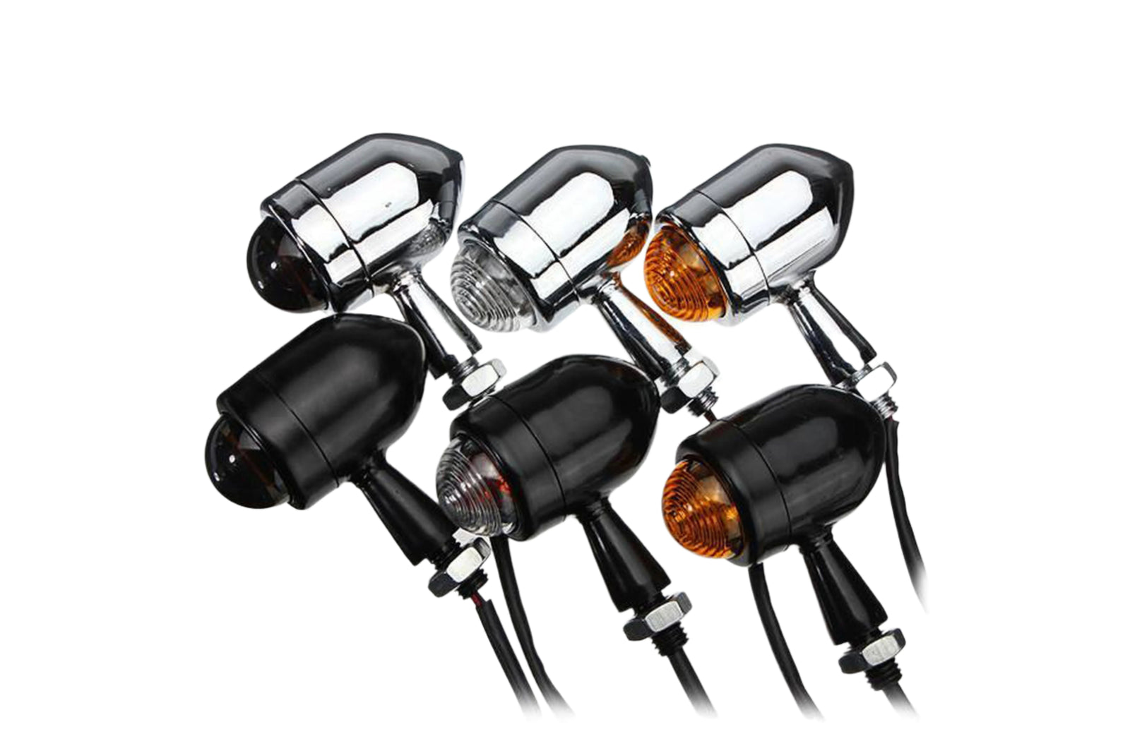 Sepasang petunjuk peluru hitam LED atau kanta berlainan krom