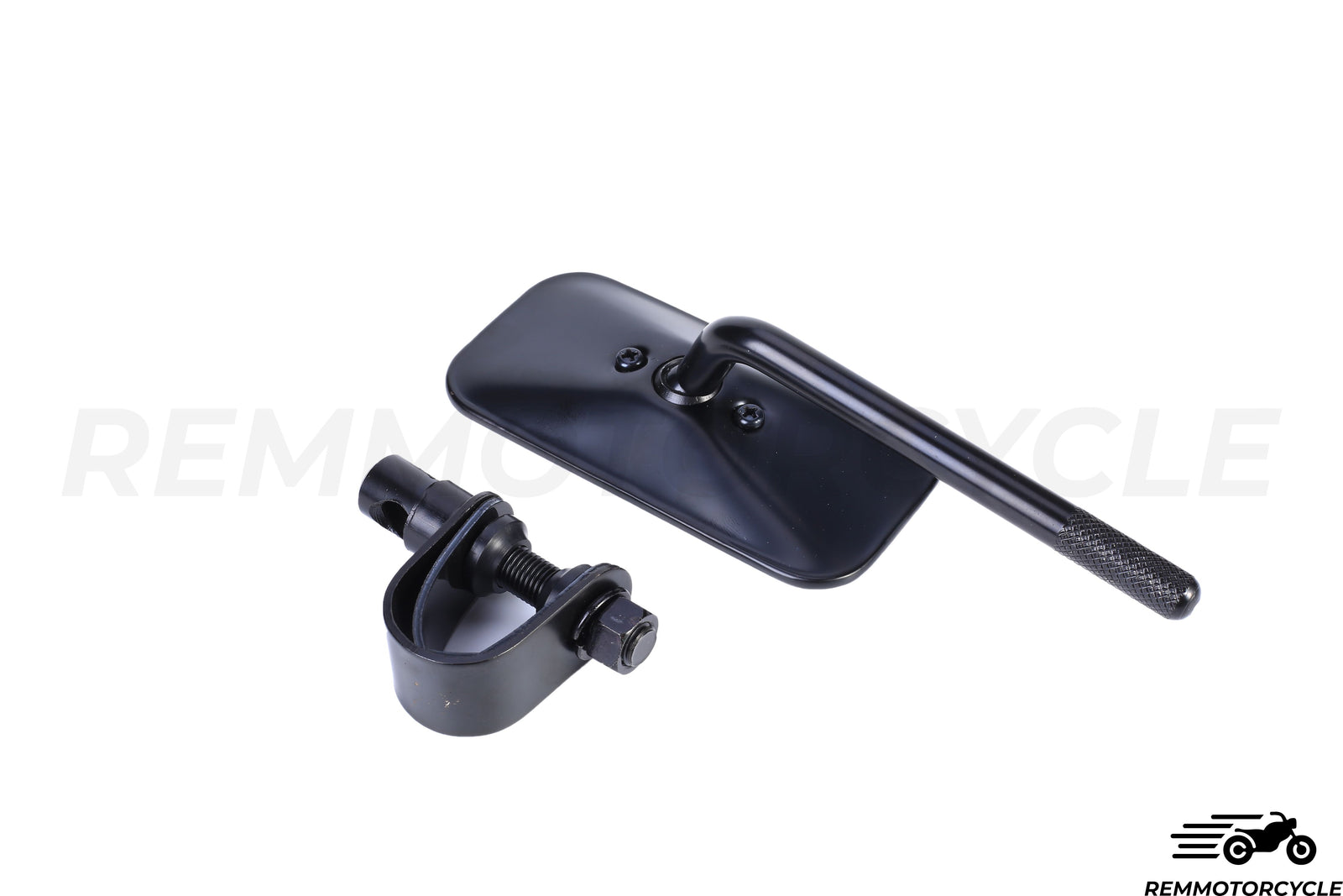 Retro Classic Black Square Rear view mirror with handlebar support