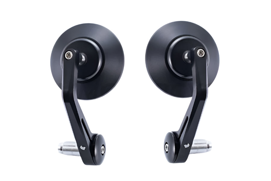 Coppia di Specchietti Retrovisori da Manubrio Neri Rotondi 22 mm Versione Superiore CNC