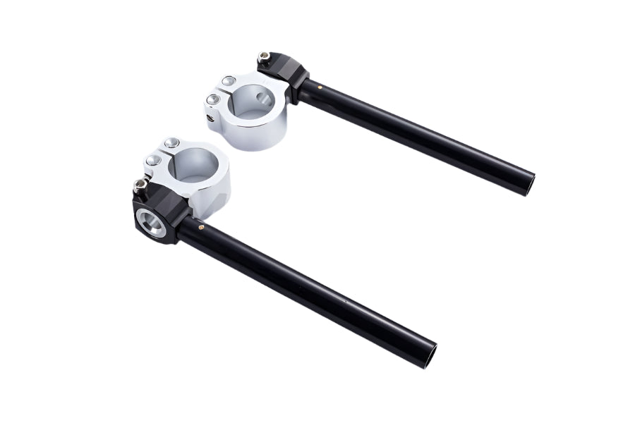 Ohjaustangon moottoripyörän rannekoru kahvila Racer CNC Noir ja hopea haarukka 32-50 mm