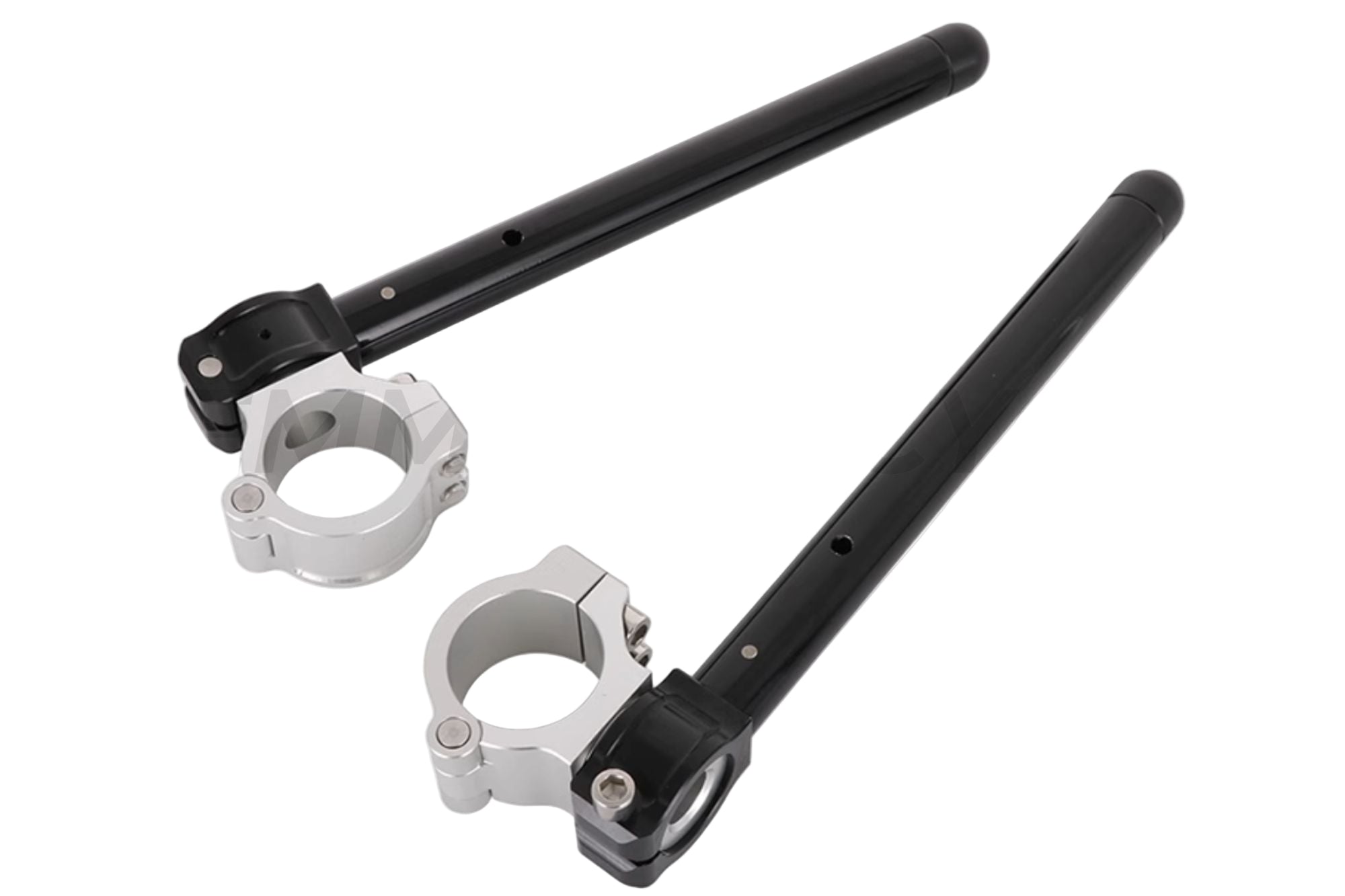 Guidon Bracelets Clip On 50mm Diamètre - Augmentation 30mm Aluminium Noir Pour Moto