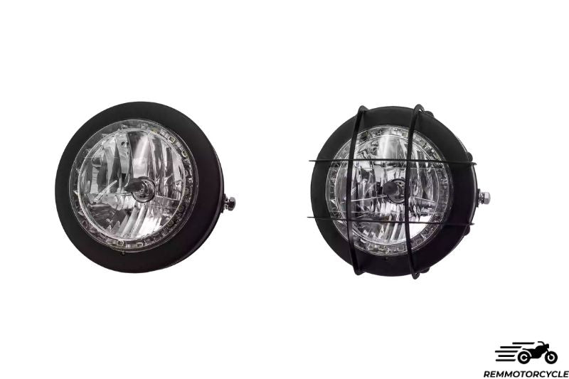 Phare Moto Anneaux LED et Grille Homologué