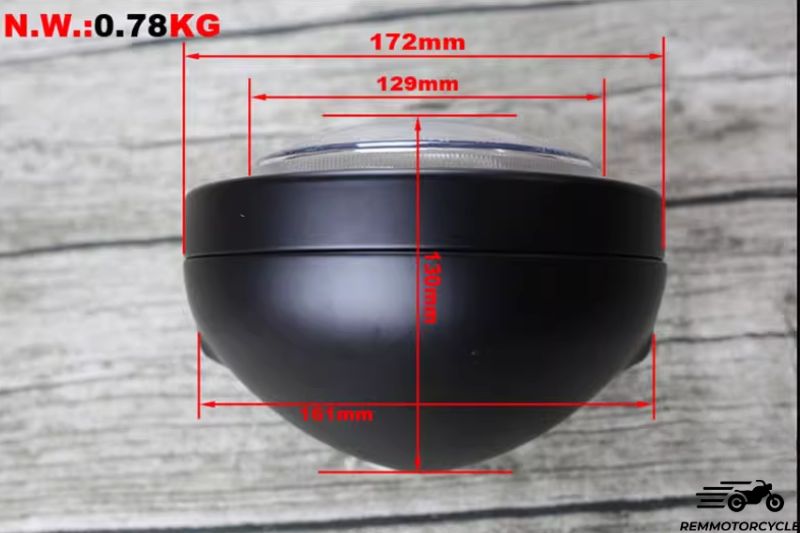 Phare Moto Anneaux LED et Grille Homologué