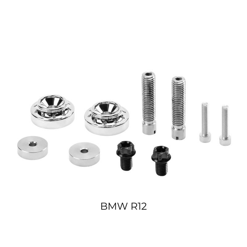 Embouts de guidon laiton (argent ou noir) + adaptateur rétro – BMW R12 / Triumph Classic