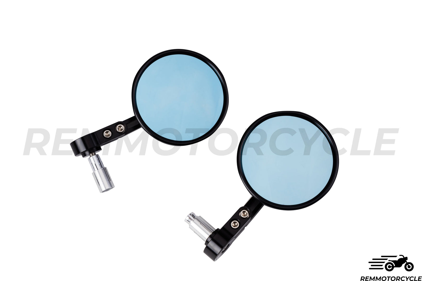 Specchietti Retrovisori da Manubrio Neri Rotondi CNC Omologati 