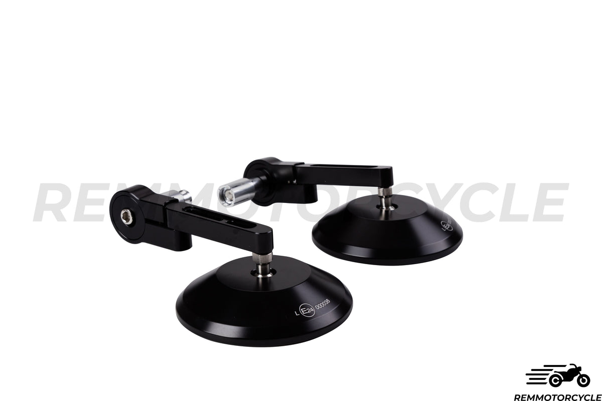 Specchietti Retrovisori da Manubrio Neri Rotondi CNC Omologati 