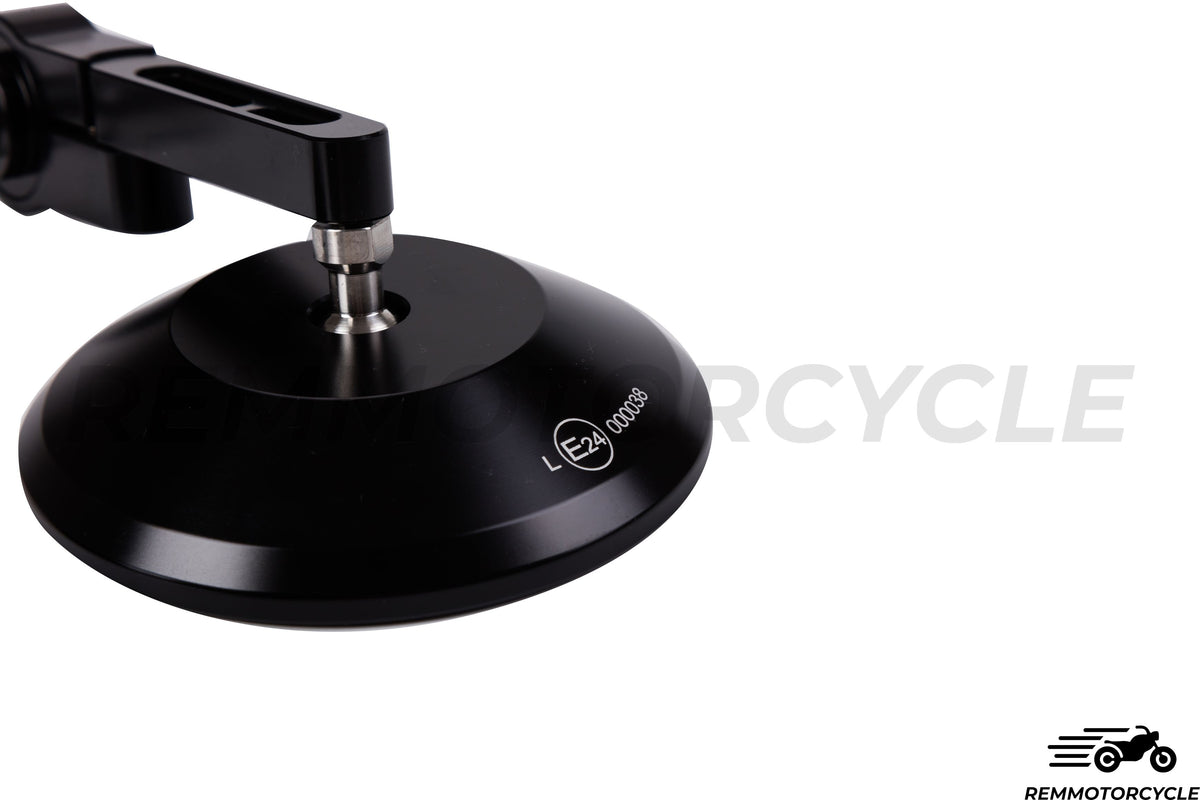 Specchietti Retrovisori da Manubrio Neri Rotondi CNC Omologati 
