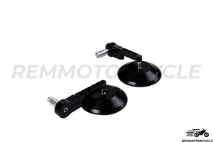 Handlebar End Mirrors Black Round CNC Approved