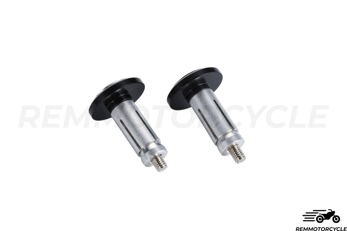 Tappi manubrio in alluminio rotondi CNC nero e argento 