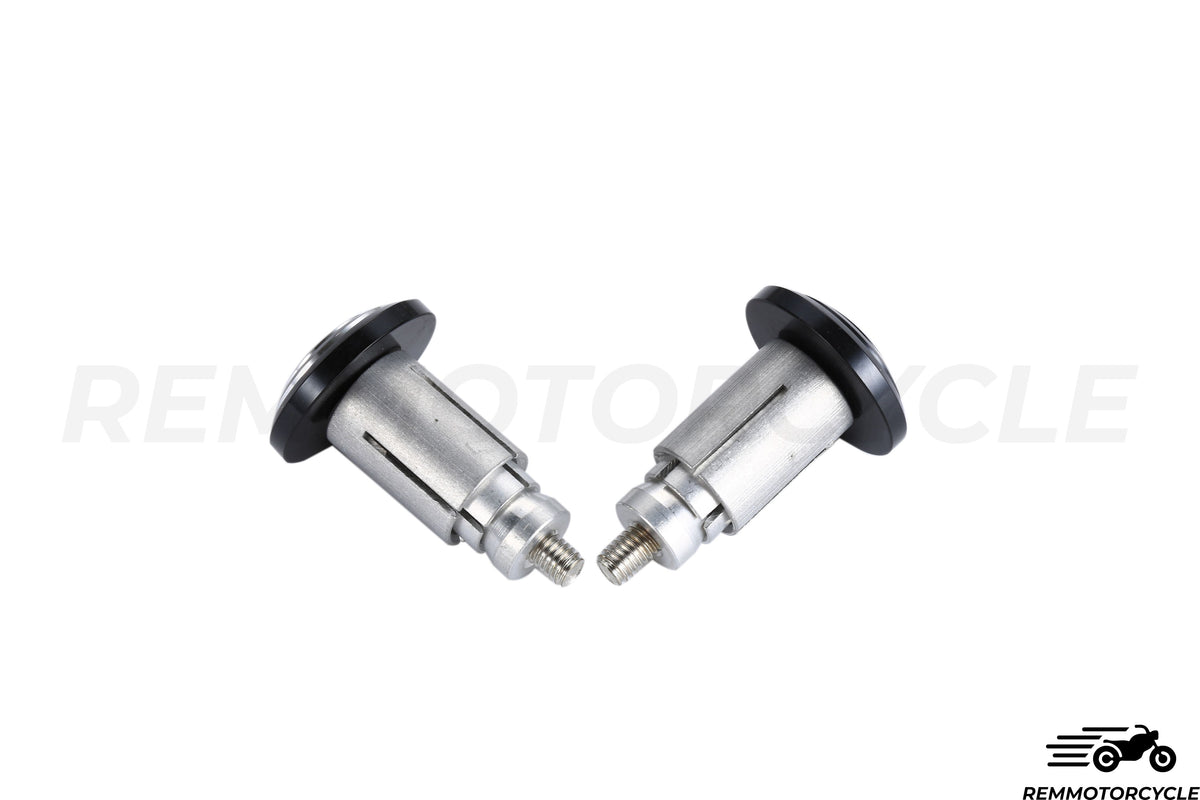 Tappi manubrio in alluminio rotondi CNC nero e argento 