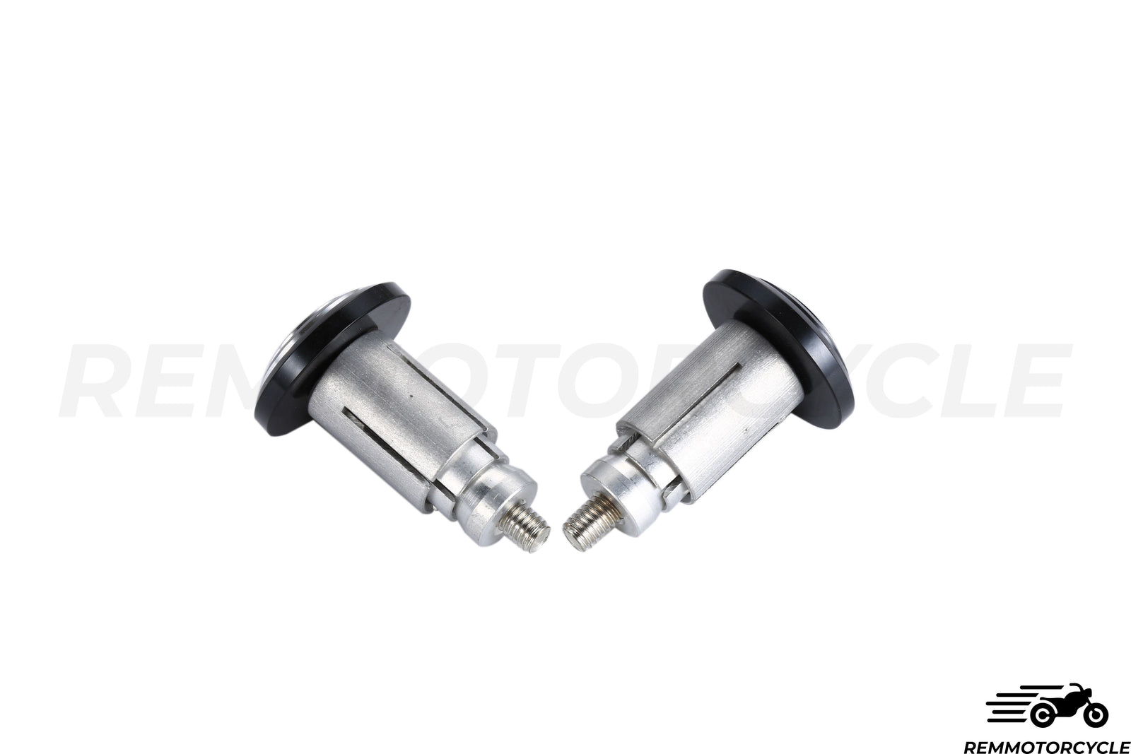 Tappi manubrio in alluminio rotondi CNC nero e argento 