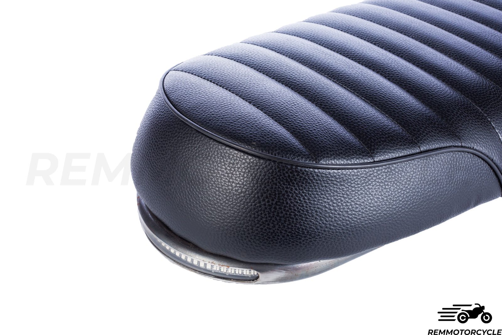 Black motorcycle saddle + long flat loop + integrated led band