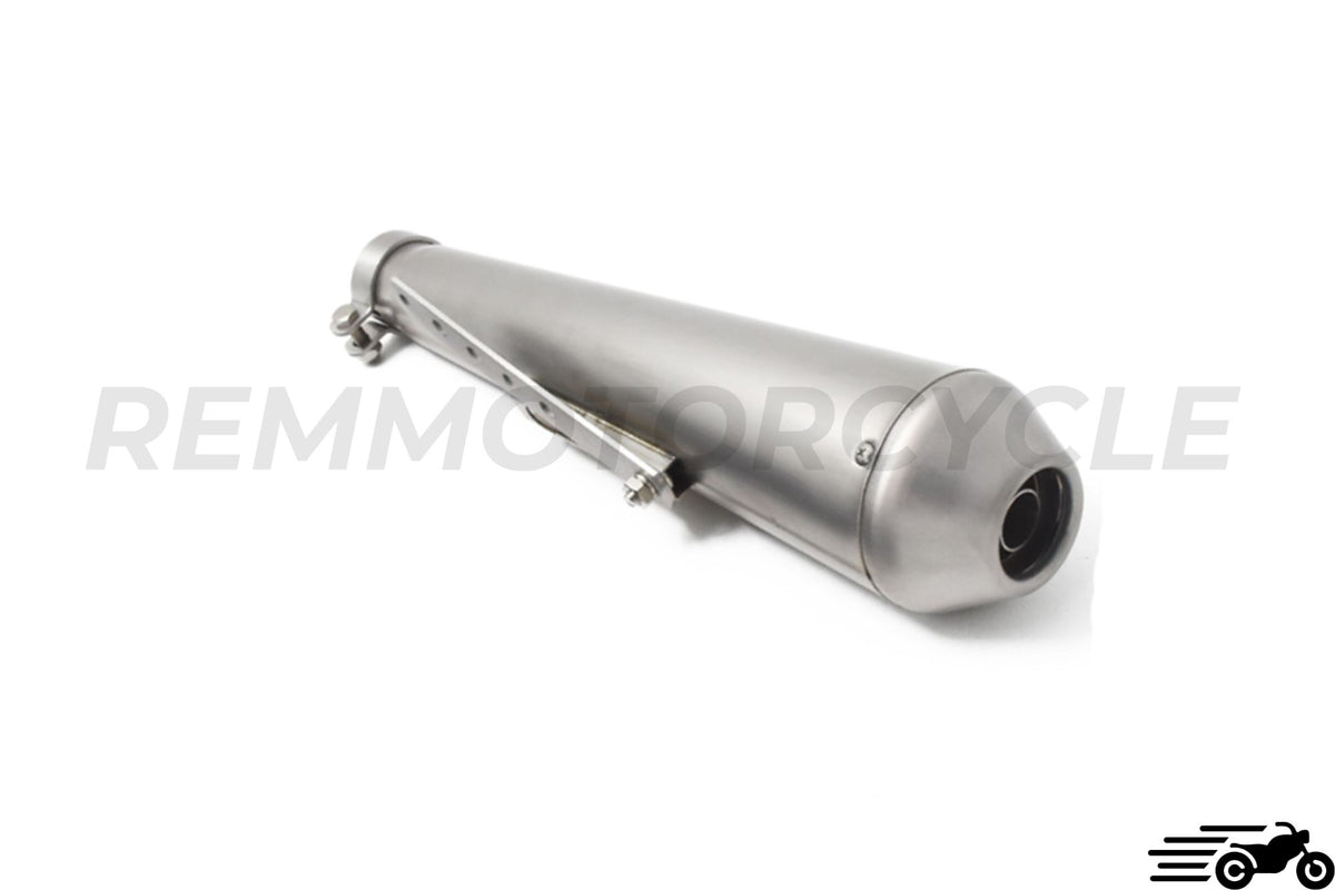 Megaphone Exhaust Cafe Racer Stainless Steel dengan Chicane
