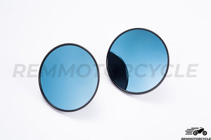 Pair of Round Black Handlebar End Mirrors 22 mm CNC Superior Version