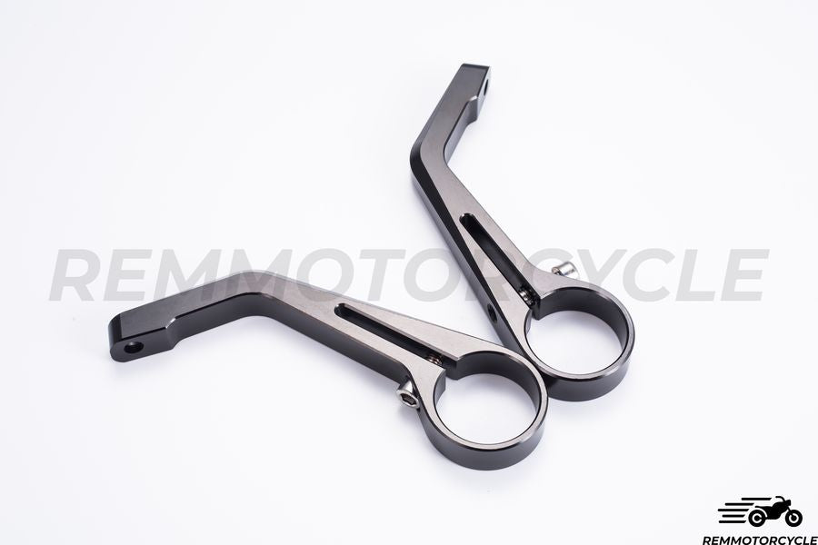 Coppia di Specchietti Retrovisori da Manubrio Neri Rotondi 22 mm Versione Superiore CNC 