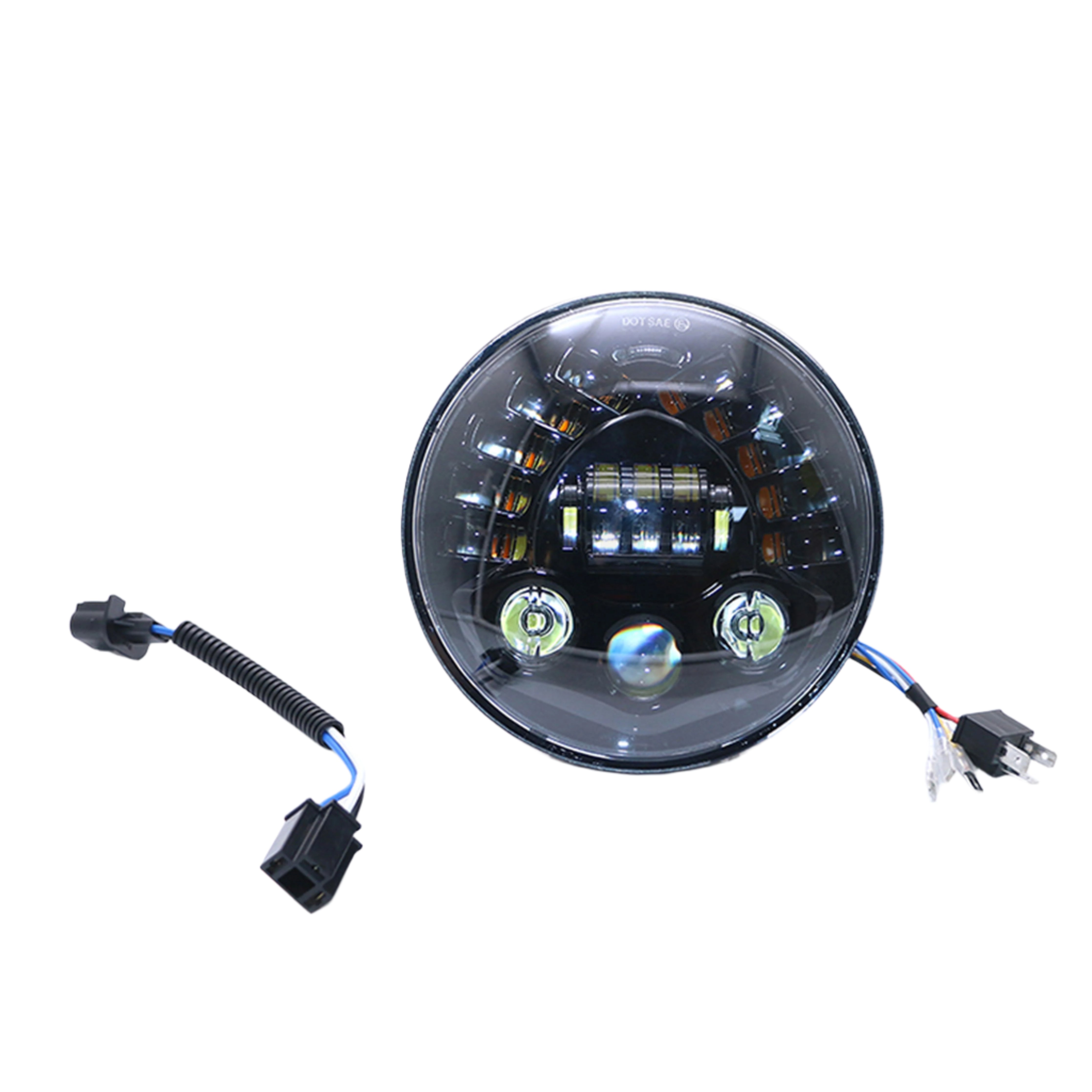 Phare Avant Moto LED 16,5 Cm – Noir, Feu De Route Et Croisement, Pour Harley, Honda, Yamaha - 3