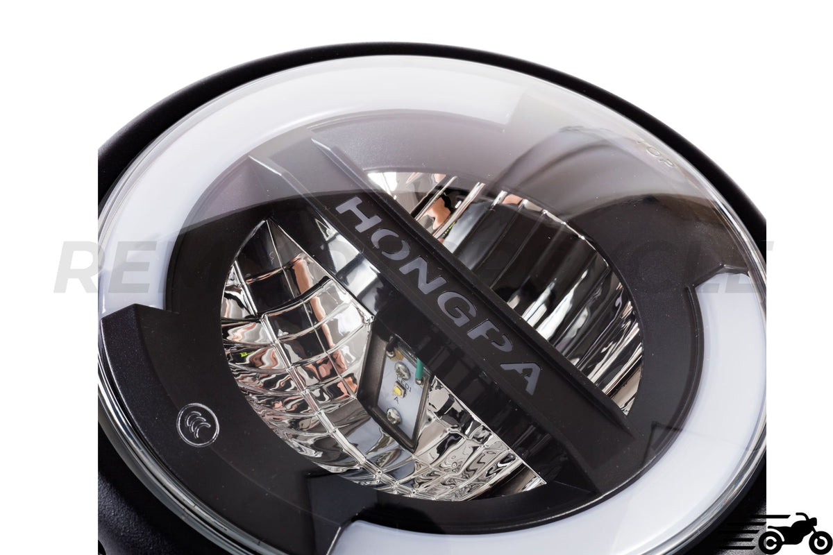 LED headlight with scrolling indicators