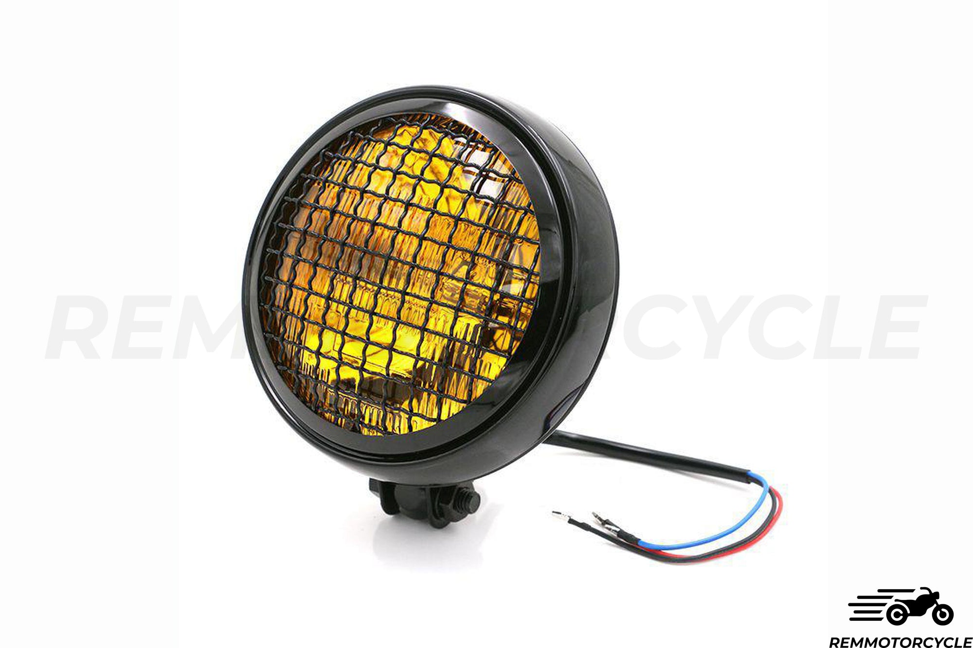 Headlight 15 cm Black Upper Grille Yellow or Transparent Glass