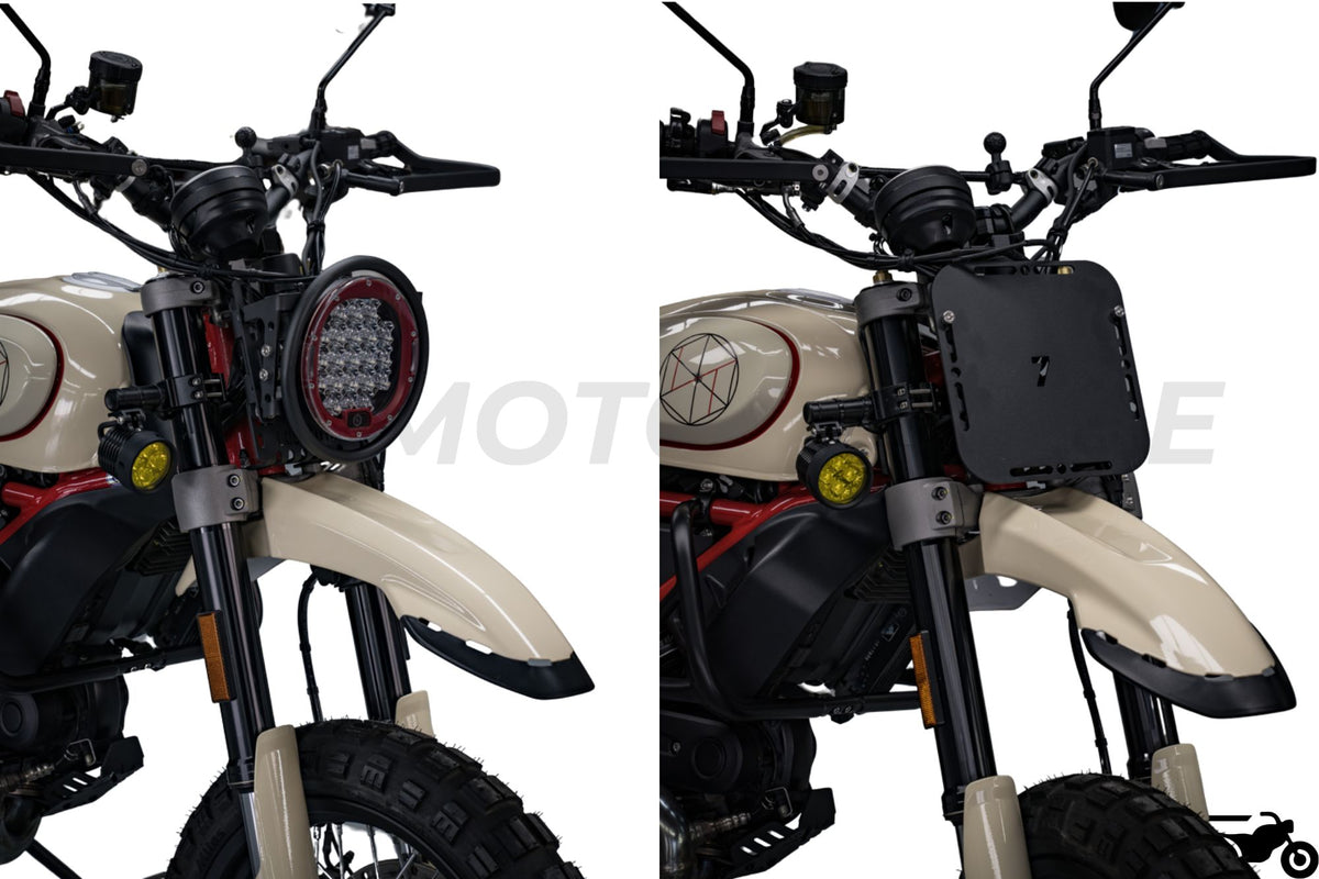 Lampu depan dengan Kepala Fork Ducati Scrambler x Desert Sled AVENTURE