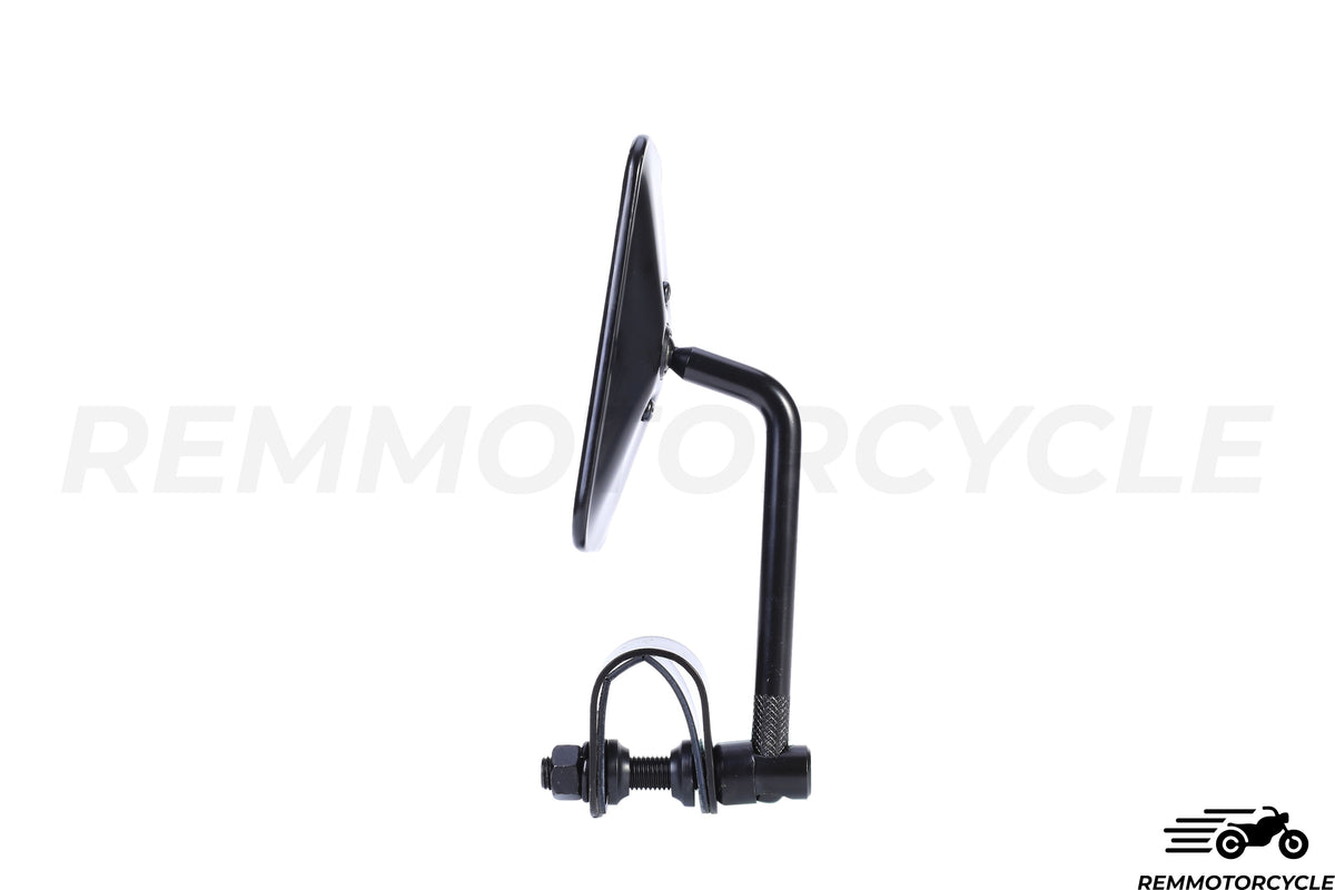 Retro Classic Black Square Rear view mirror with handlebar support