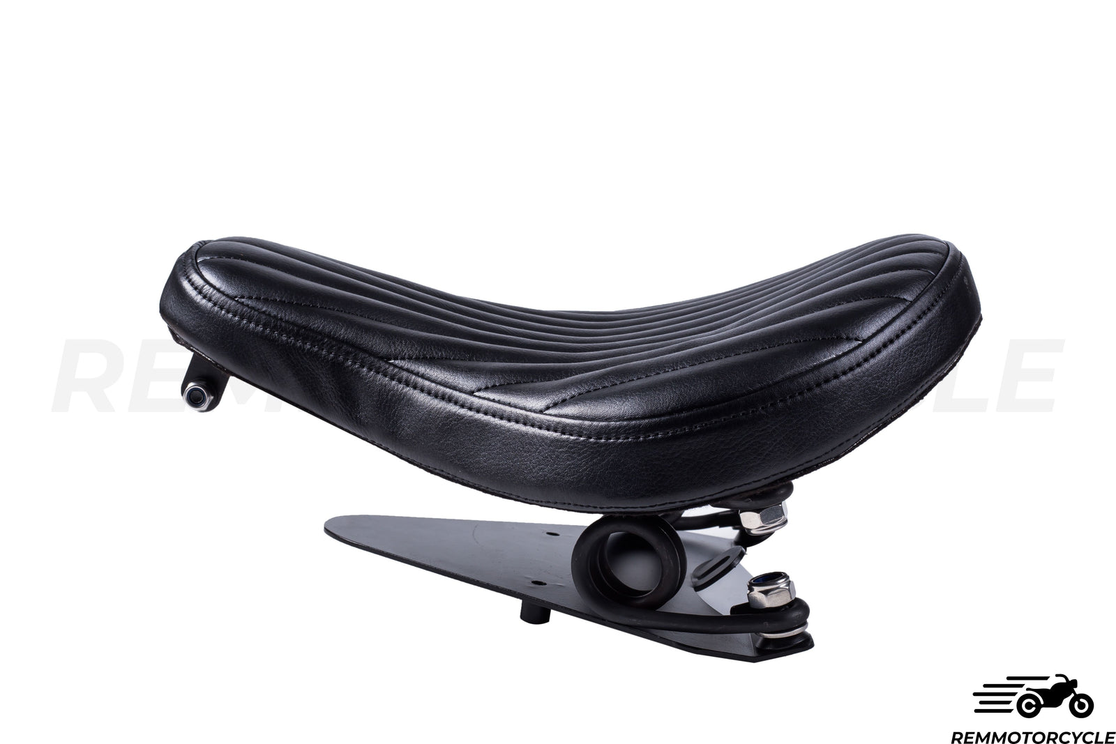 Black solo saddle leather bobber chopper with Sportster 883 1200 x48 support