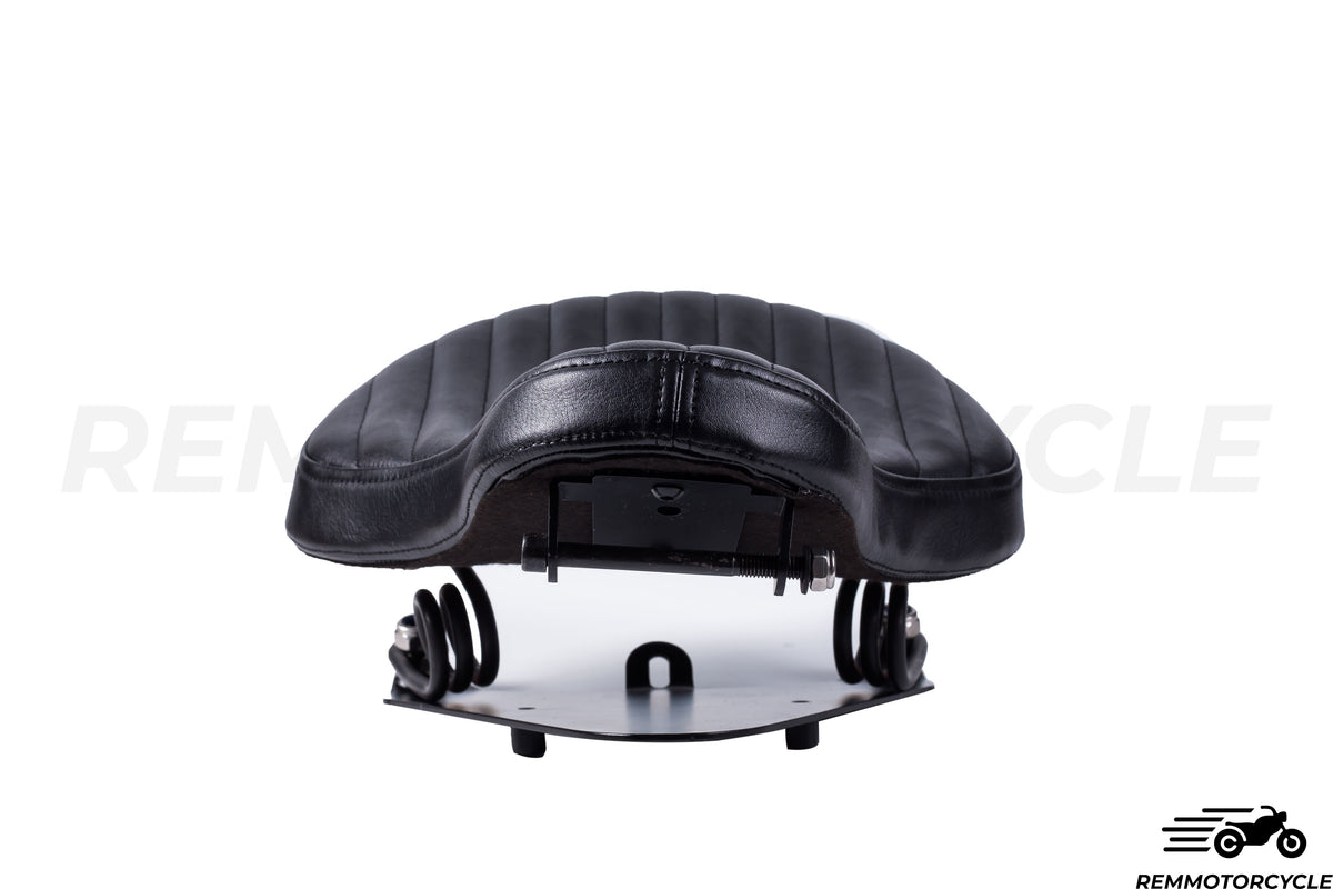 Black solo saddle leather bobber chopper with Sportster 883 1200 x48 support