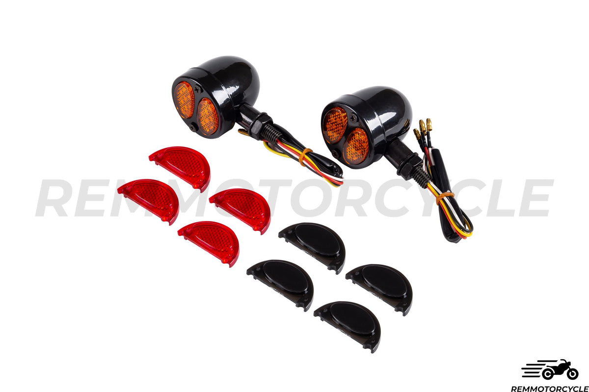 Black motorcycle rear lights &amp; indicators