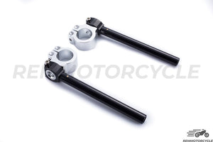 Handlebar Bracelet Moto Cafe Racer CNC Black and Silver for Fork 32 to 53 mm