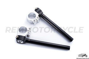 Handlebar Bracelet Moto Cafe Racer CNC Black and Silver for Fork 32 to 53 mm