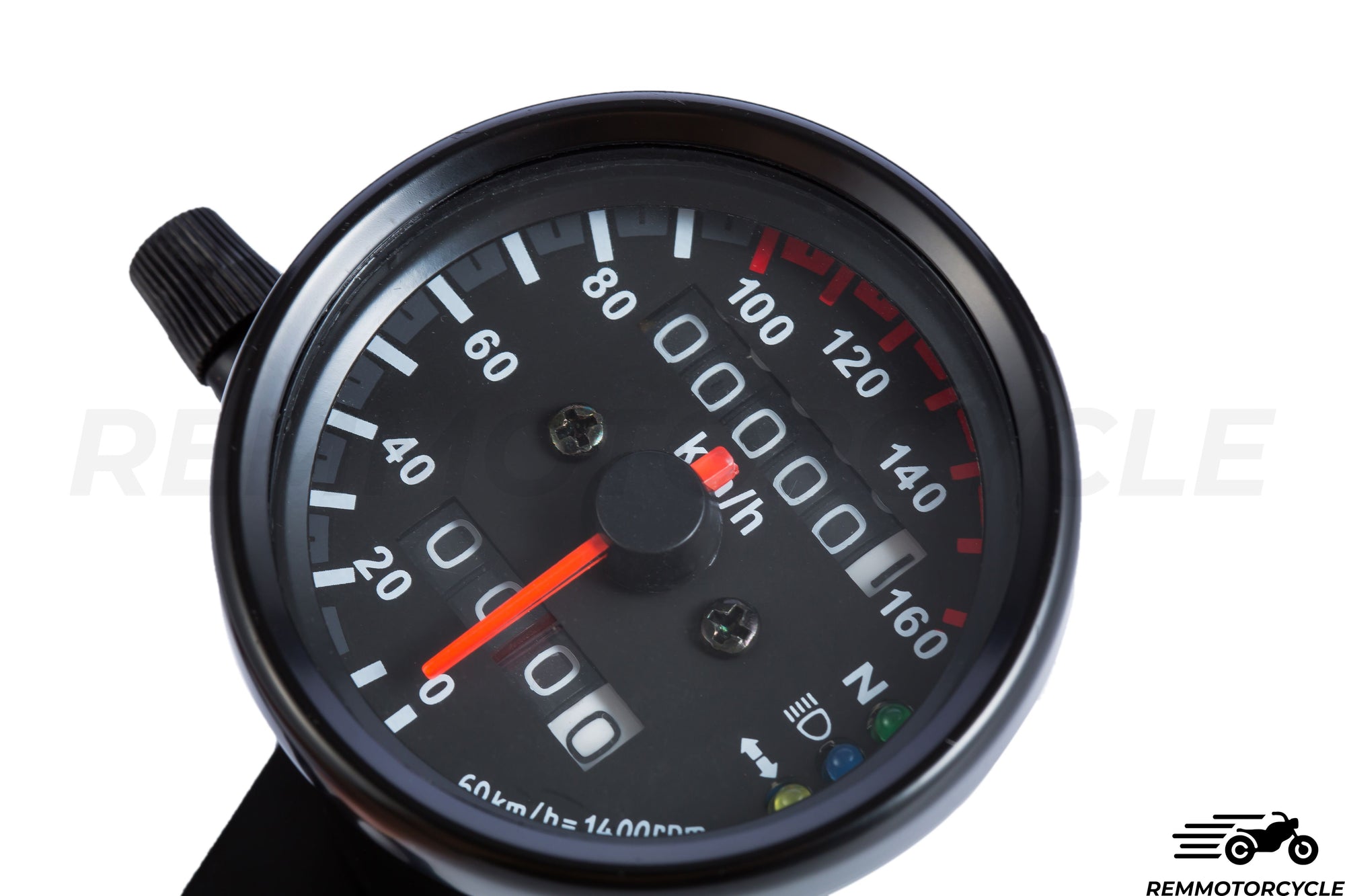Motorradgeschwindigkeitszähler km/h schwarzer Hintergrund schwarzer Hintergrund